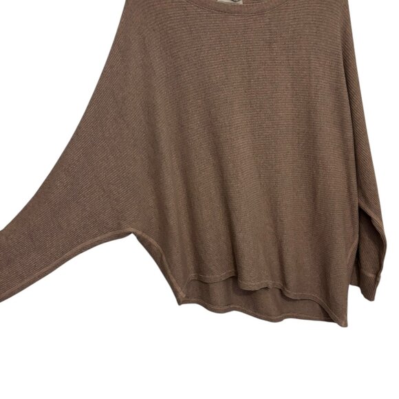 Monrow  Waffle Knit Dolman Top Taupe Women’s Made in USA - Picture 2 of 7